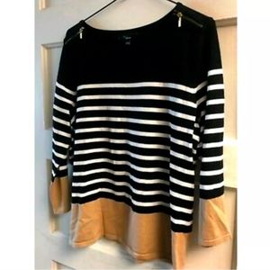 Striped sweater w/zipper accents